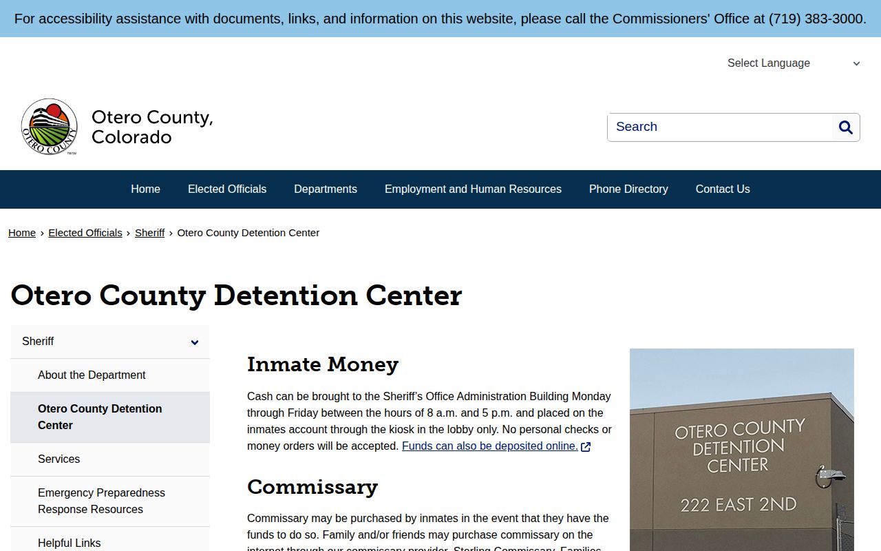 Otero County Detention Center release records source page