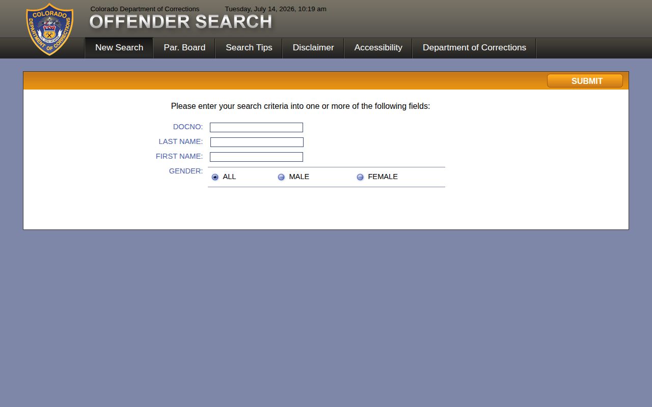 Otero County released inmates CDOC offender search fields